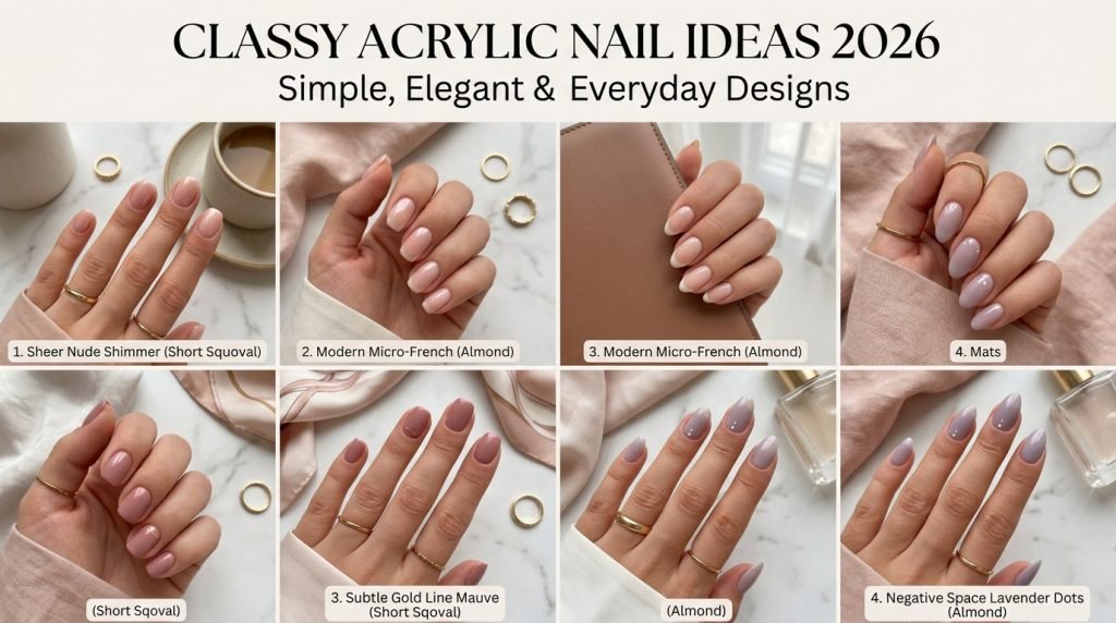 Classy Acrylic Nail Ideas 2026 Simple, Elegant & Everyday Designs